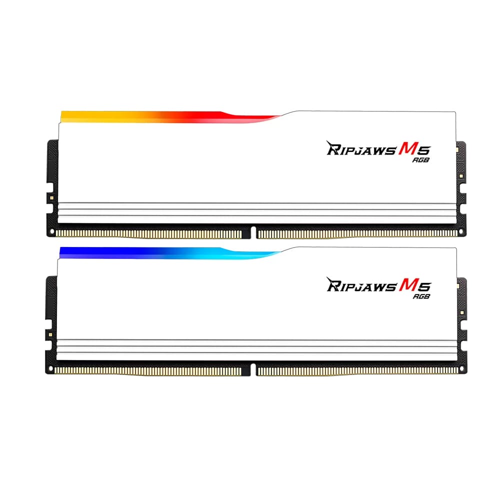gskill 32gb (2x16gb) 6000 ddr5 ripjaws m5 rgb white - 1 رم جی اسکیل رم جی اسکیل GSKILL 32GB 6000 RIPJAWS M5 RGB CL36 white